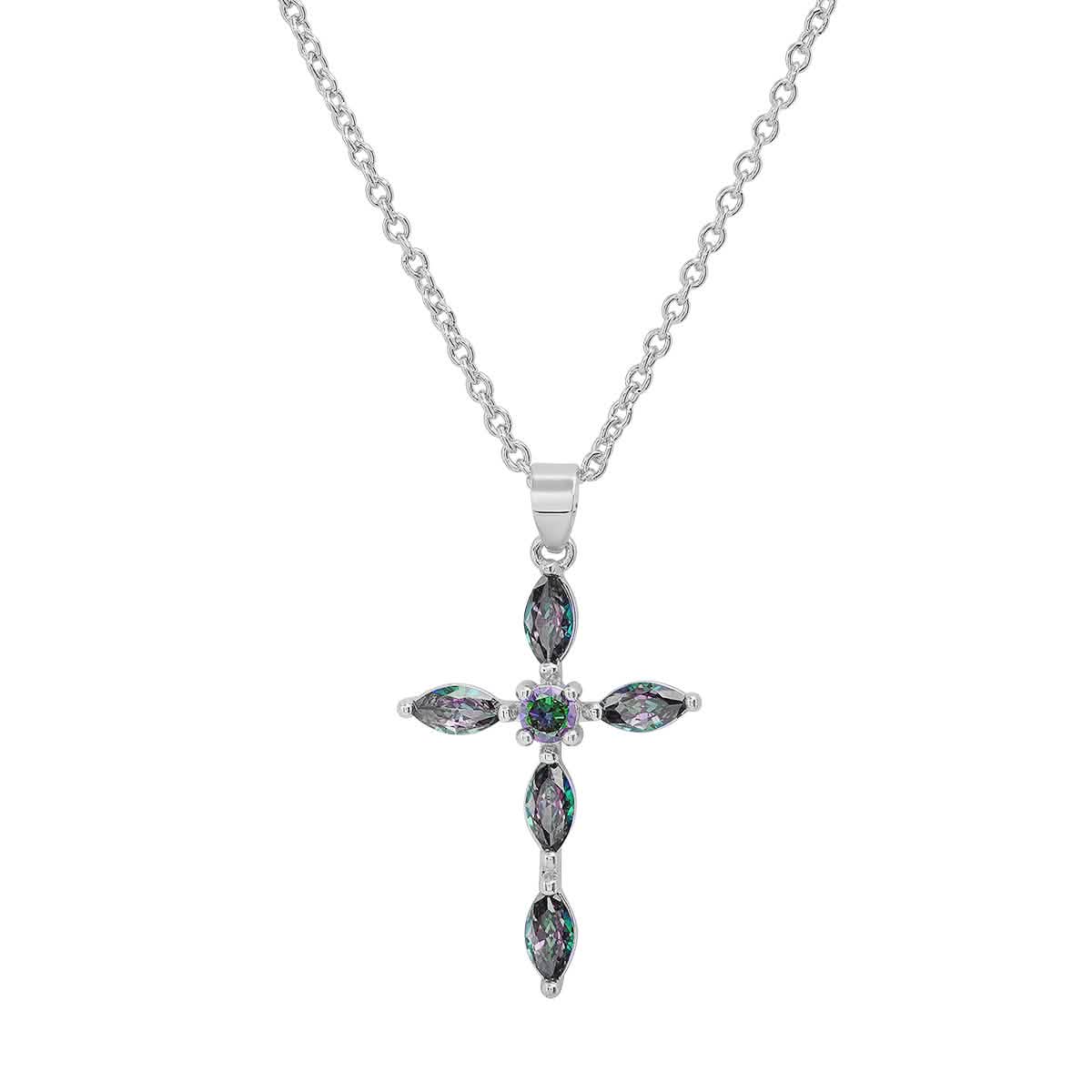 Ladies 18k Gold/White Gold Plated Brass Simulated Cross Pendant DailySale