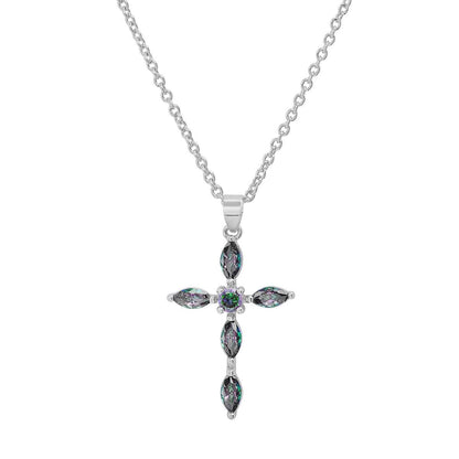 Ladies 18k Gold/White Gold Plated Brass Simulated Cross Pendant DailySale