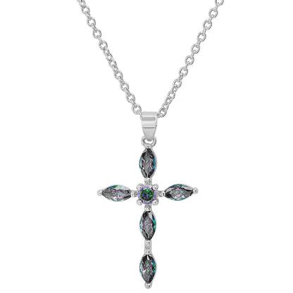 Ladies 18k Gold/White Gold Plated Brass Simulated Cross Pendant DailySale