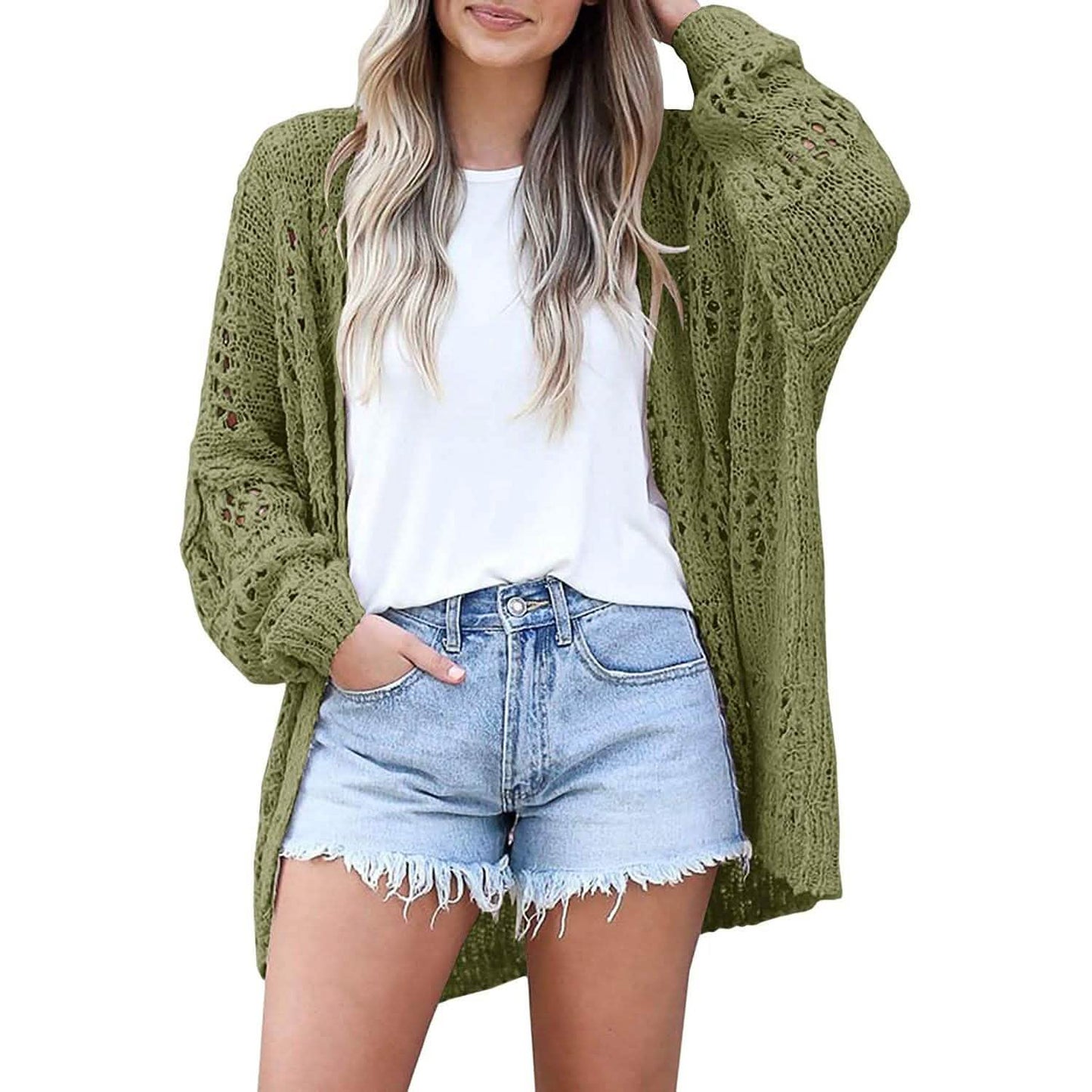 Ladies Crochet Cardigan Sweater DailySale
