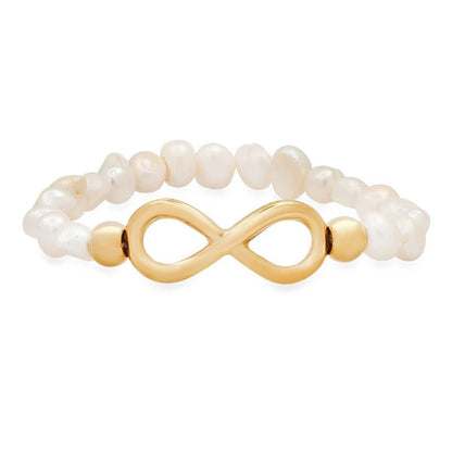 Ladies Freshwater Pearls and Infinity Charm Bracelet DailySale