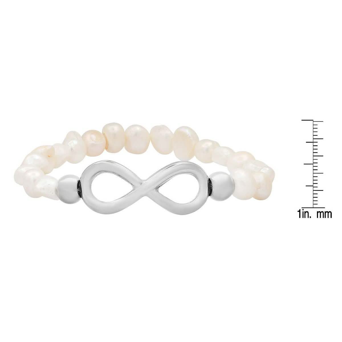 Ladies Freshwater Pearls and Infinity Charm Bracelet DailySale