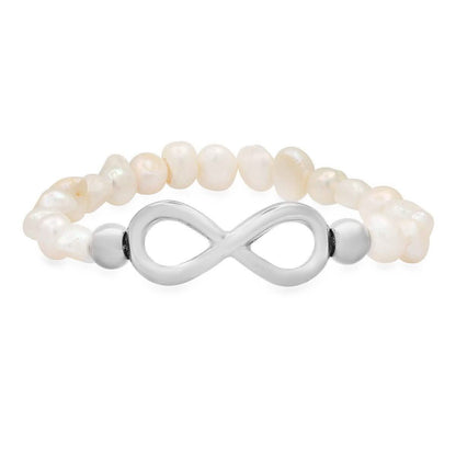 Ladies Freshwater Pearls and Infinity Charm Bracelet DailySale