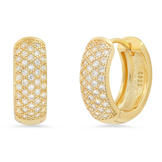Ladies Sterling Silver and Simulated Diamonds Round Huggie Earrings DailySale