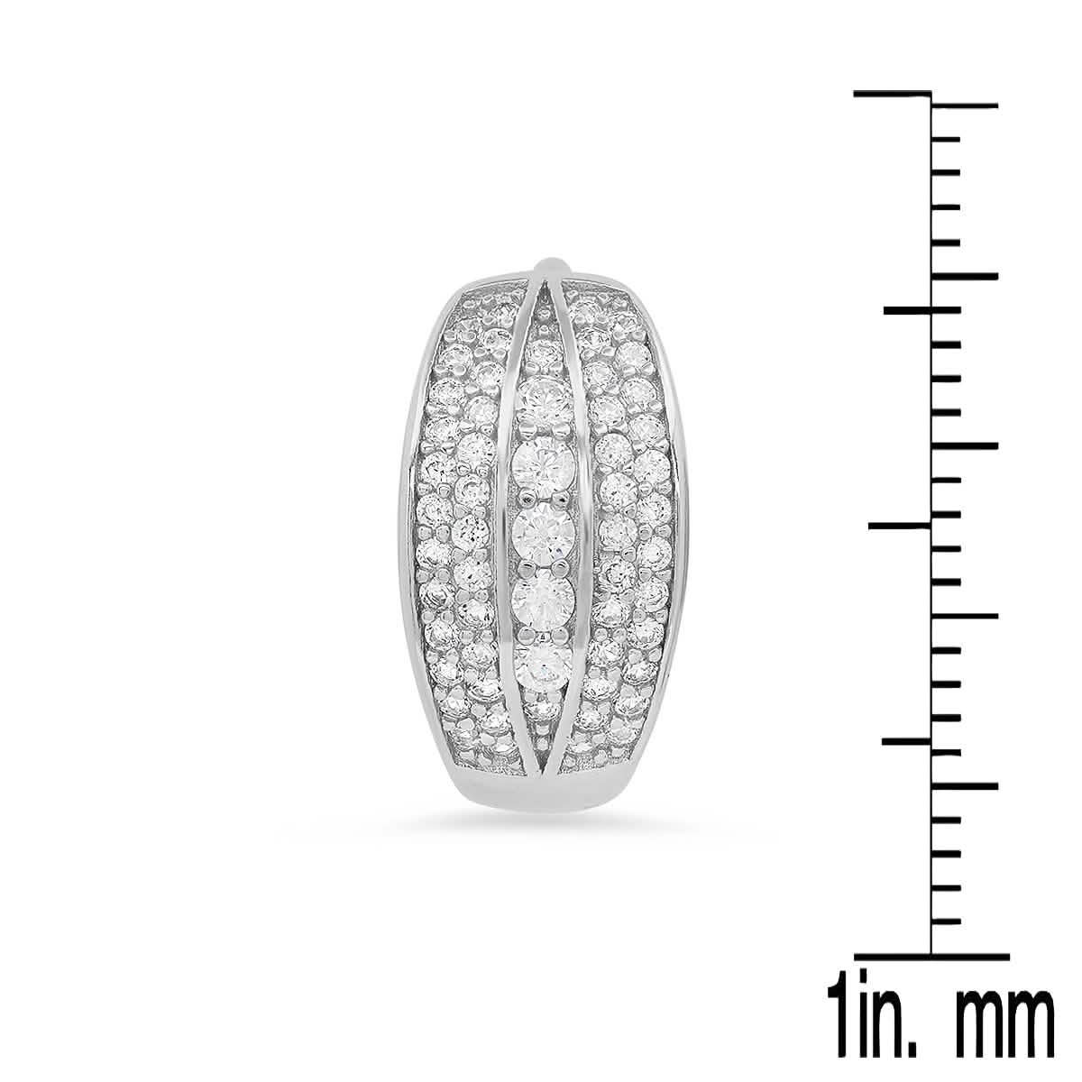 Ladies Sterling Silver And Simulated Diamonds Round Huggies Earrings DailySale
