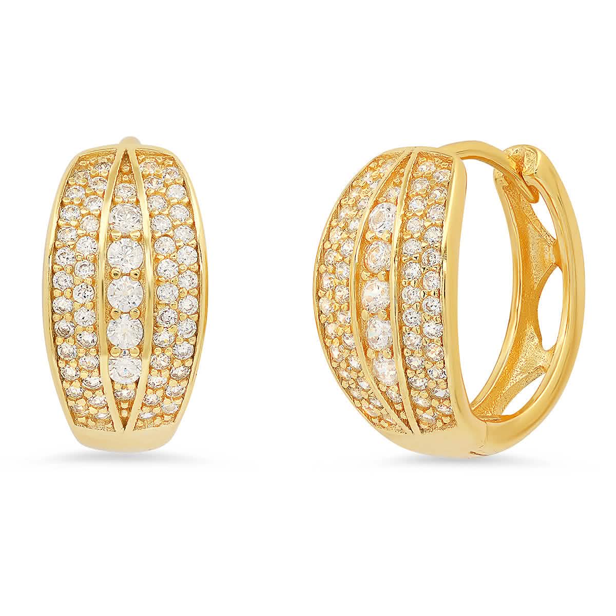 Ladies Sterling Silver And Simulated Diamonds Round Huggies Earrings DailySale