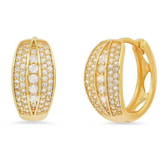 Ladies Sterling Silver And Simulated Diamonds Round Huggies Earrings DailySale