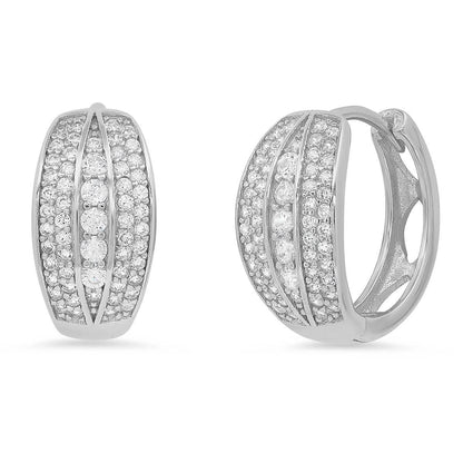 Ladies Sterling Silver And Simulated Diamonds Round Huggies Earrings DailySale