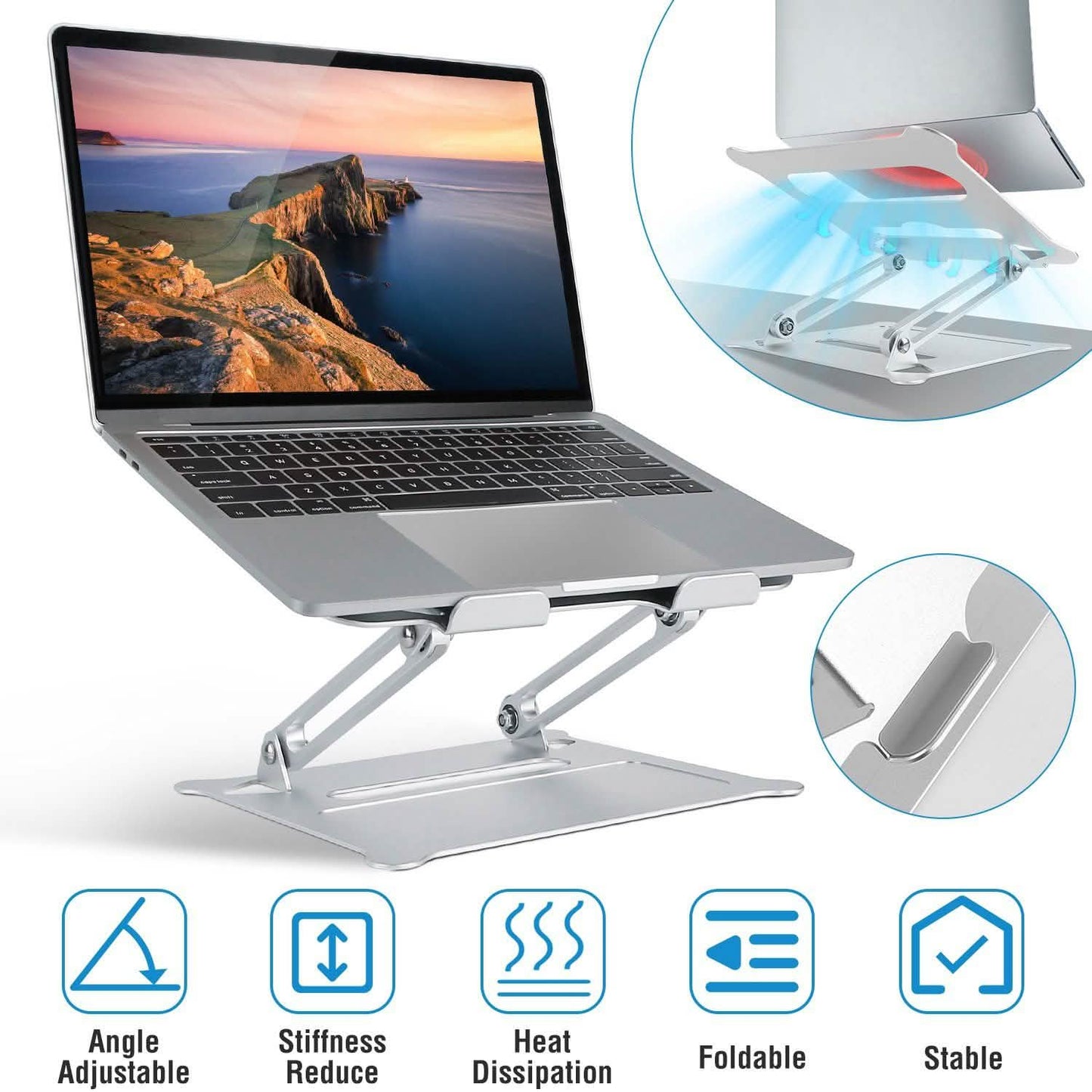 Laptop Stand Aluminum Angle Adjustable Computer Holder Riser Heat Vent DailySale