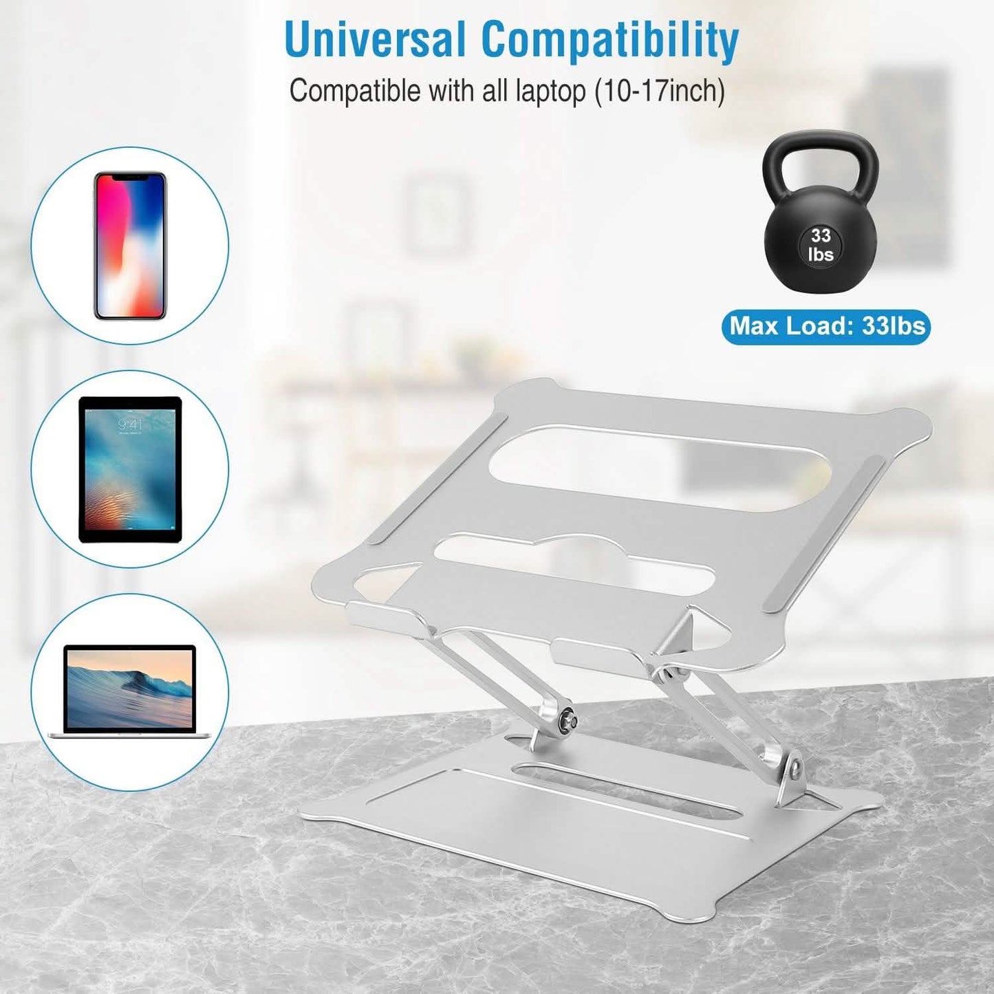 Laptop Stand Aluminum Angle Adjustable Computer Holder Riser Heat Vent DailySale