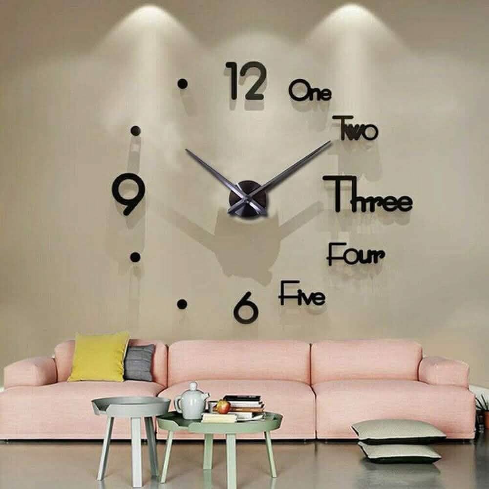 Large 3D Frameless Wall Clock Stickers DailySale