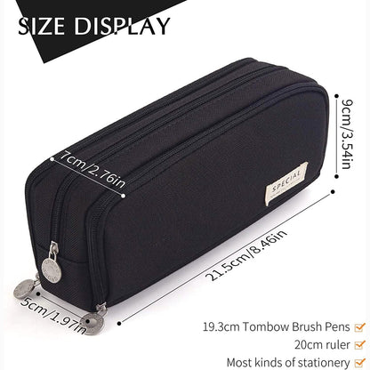 Large Capacity 3 Compartment Pouch Pencil Case DailySale