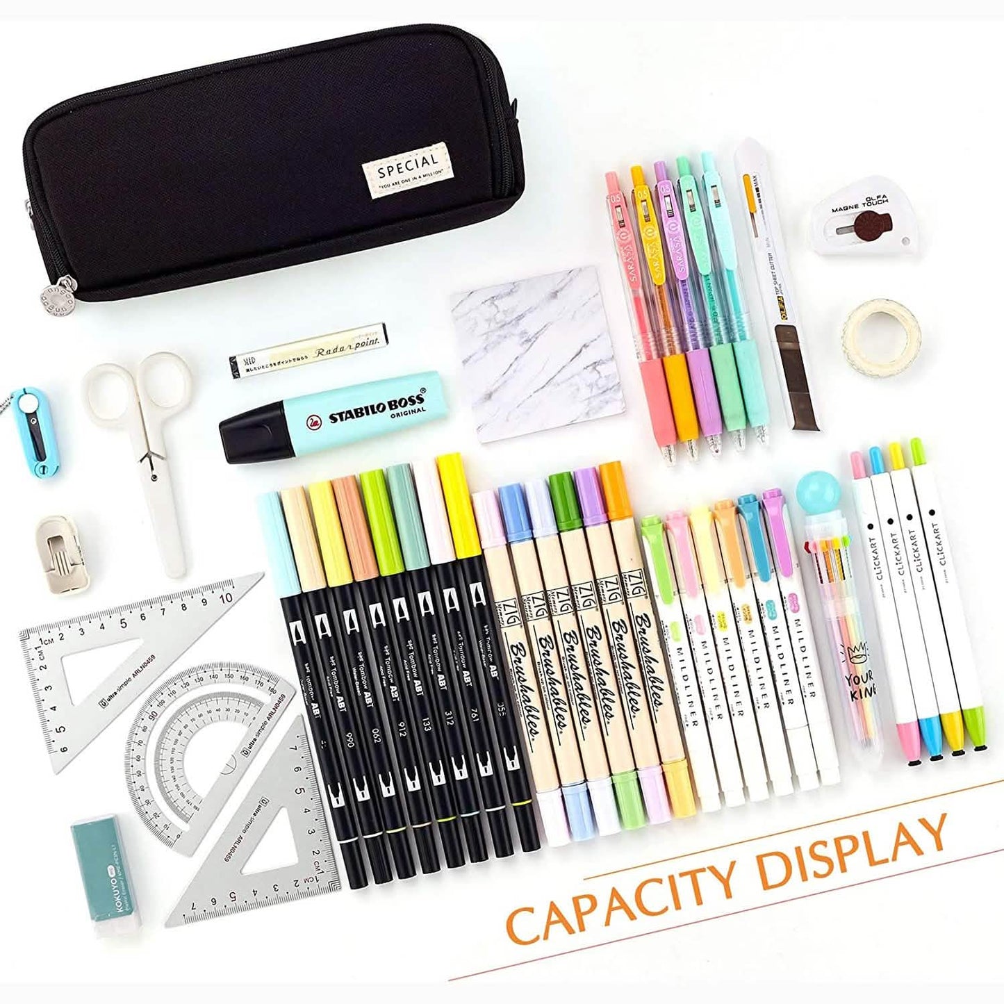 Large Capacity 3 Compartment Pouch Pencil Case DailySale