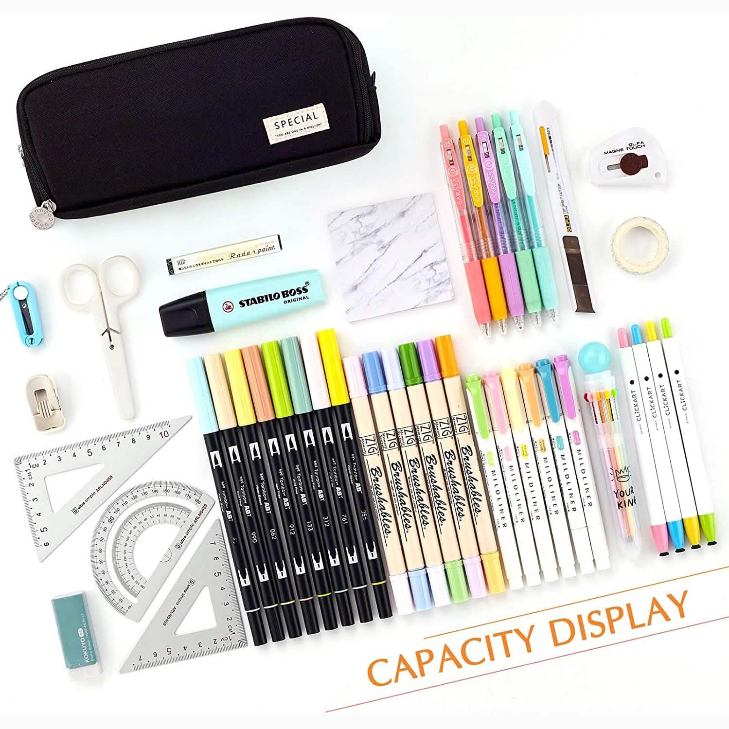 Large Capacity 3 Compartment Pouch Pencil Case DailySale