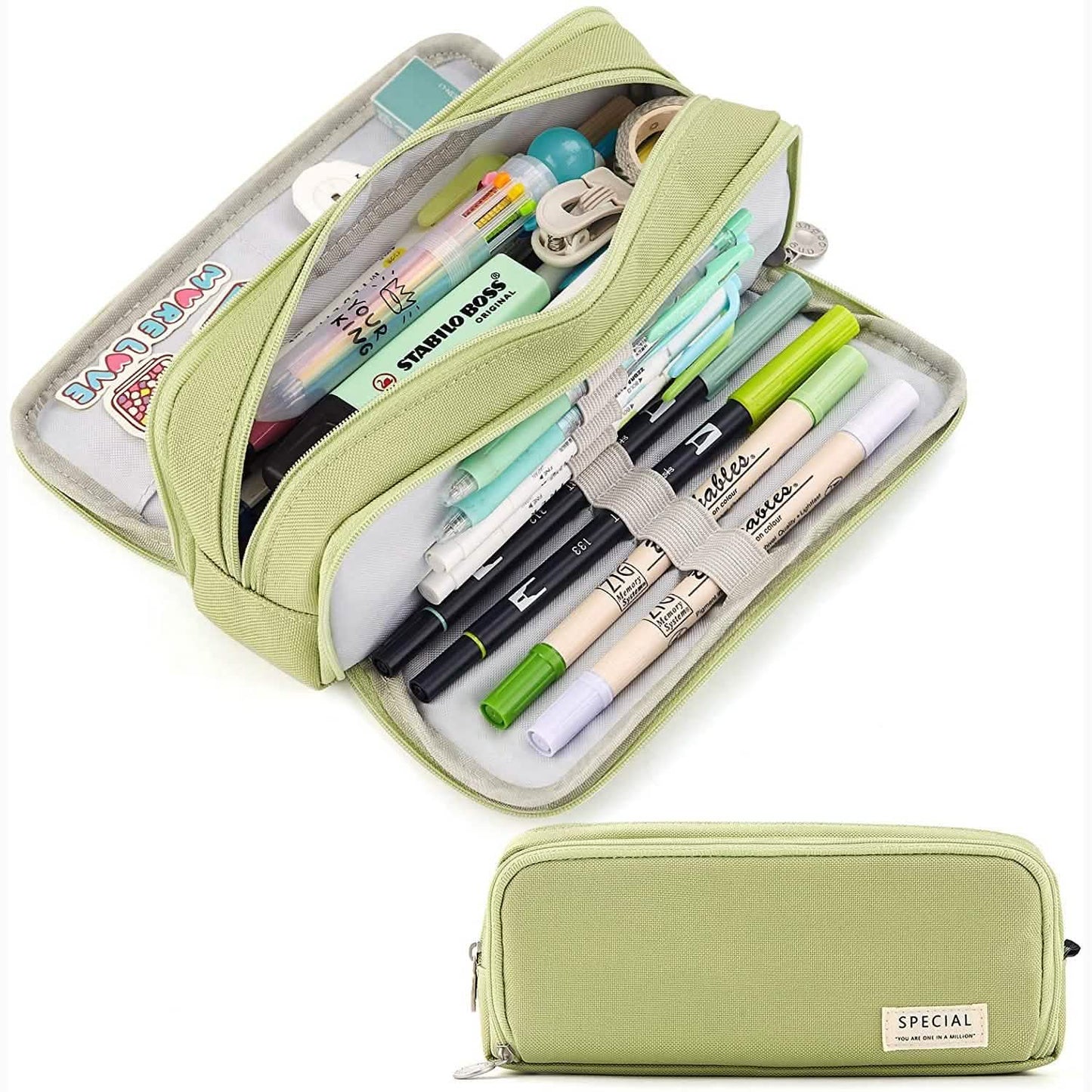 Large Capacity 3 Compartment Pouch Pencil Case DailySale
