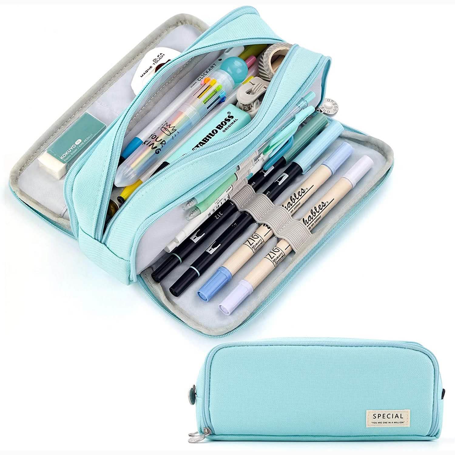Large Capacity 3 Compartment Pouch Pencil Case DailySale