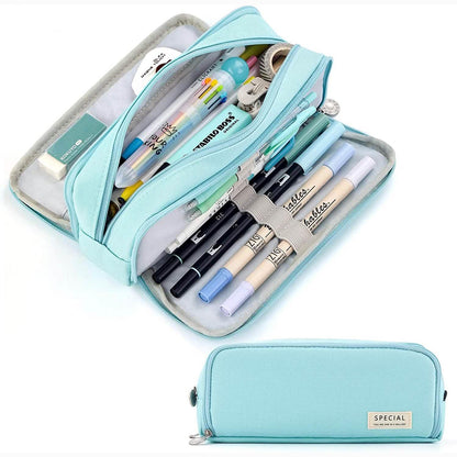 Large Capacity 3 Compartment Pouch Pencil Case DailySale