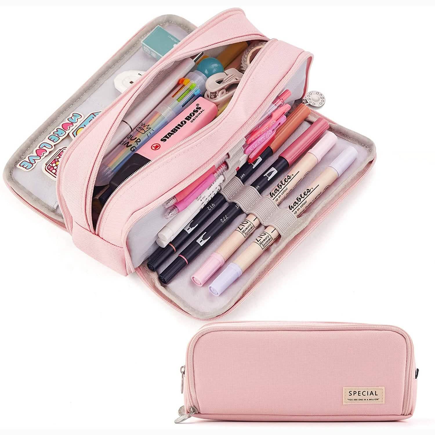 Large Capacity 3 Compartment Pouch Pencil Case DailySale