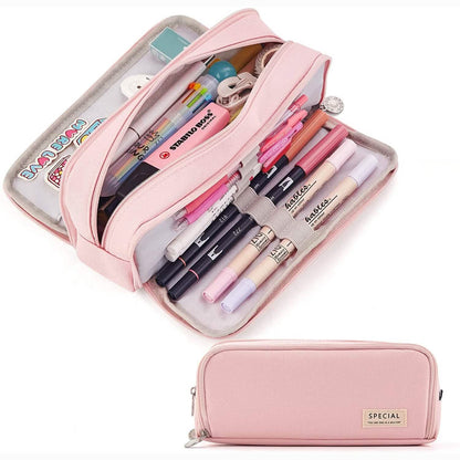 Large Capacity 3 Compartment Pouch Pencil Case DailySale