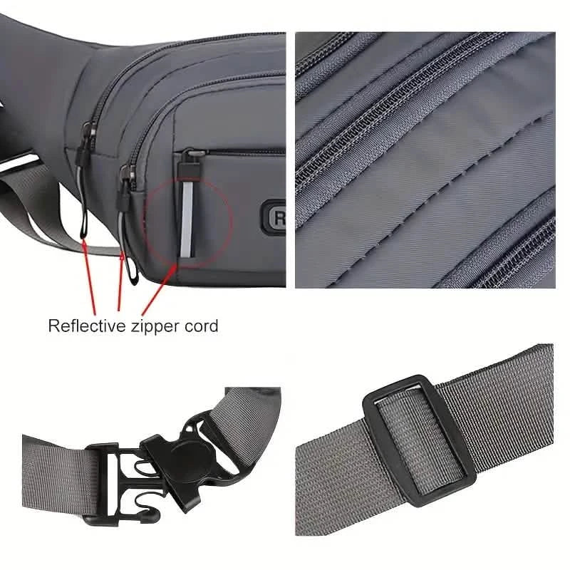 Large Capacity Crossbody Messenger Bag Fanny Pack with Reflective Zipper Strap DailySale
