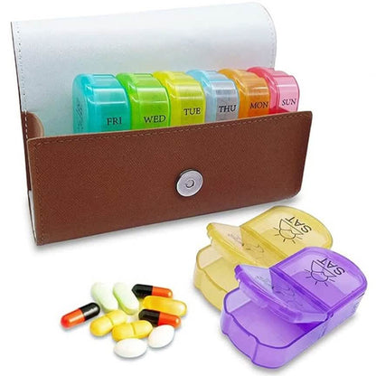 Large Daily Pill Box Medicine Organizer with PU Leather Case DailySale