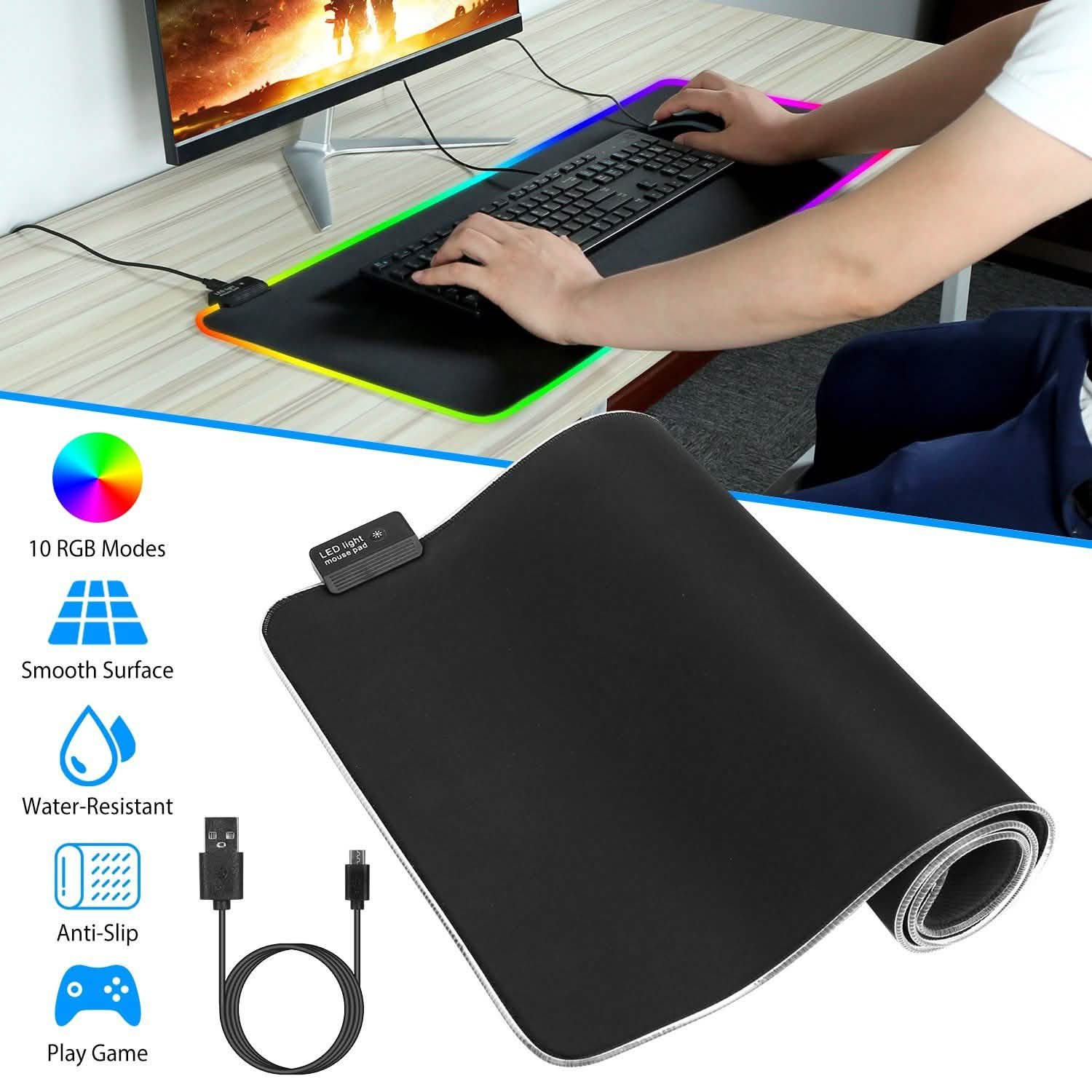 Large LED RGB Computer Keyboard Mouse Mat DailySale