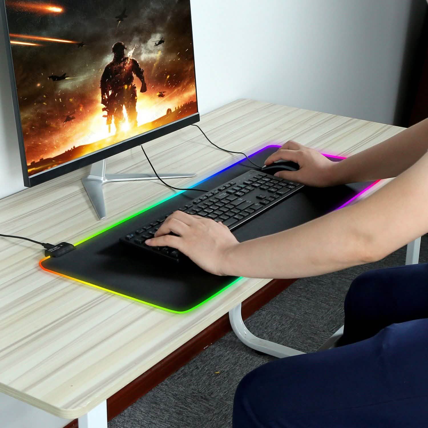 Large LED RGB Computer Keyboard Mouse Mat DailySale