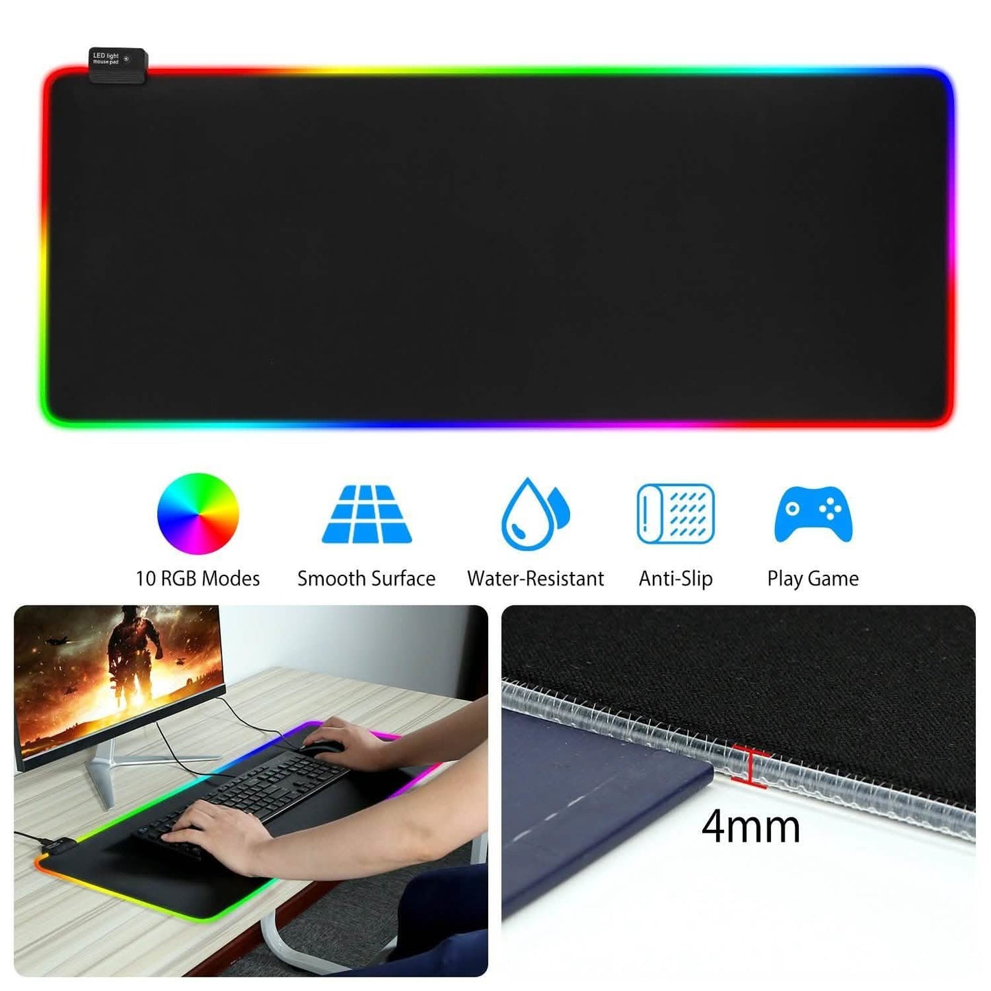 Large LED RGB Computer Keyboard Mouse Mat DailySale