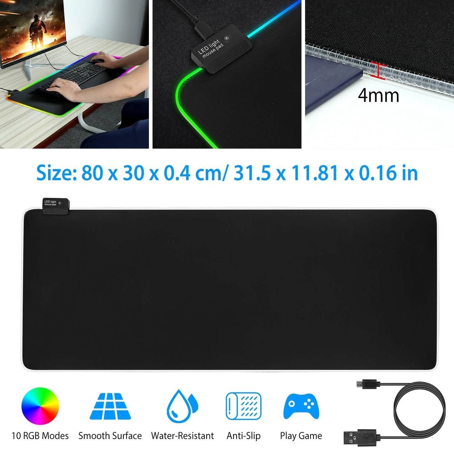 Large LED RGB Computer Keyboard Mouse Mat DailySale