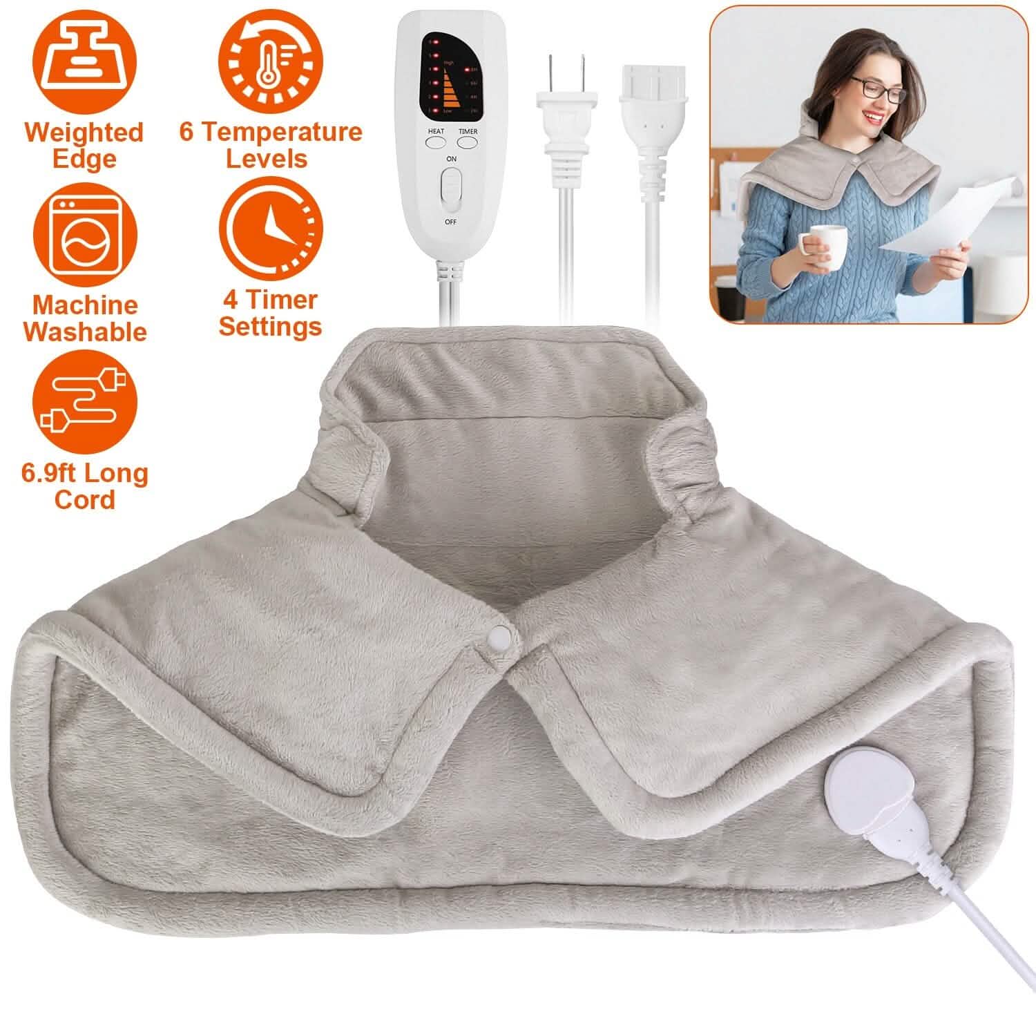 Large Weighted Heating Pad for Neck and Shoulders DailySale