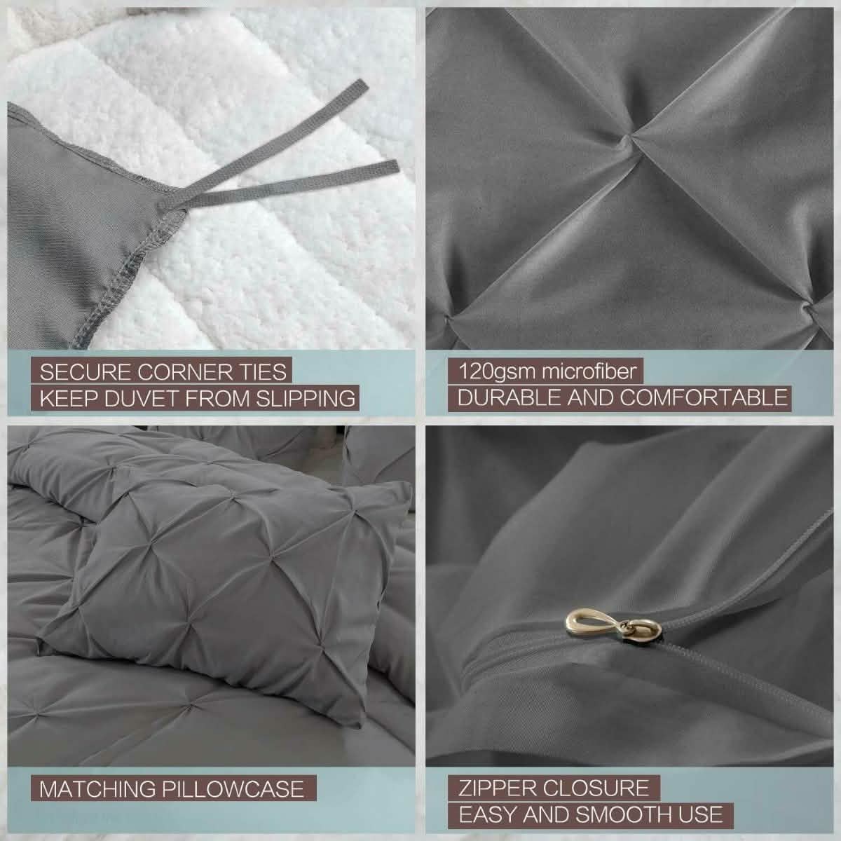 Laura's Lace 3 Piece Pintuck Pinch Pleated Duvet Cover DailySale