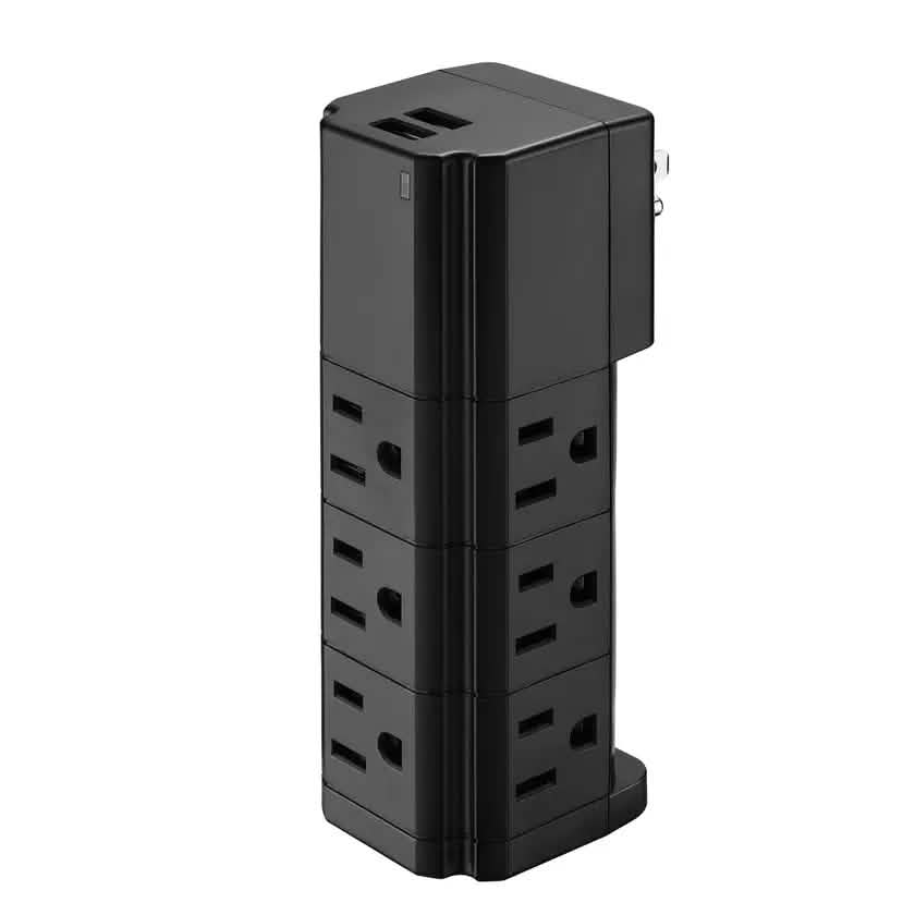LAX Multi-Charging Tower Surge Protector 9 Outlet and 2 USB Ports DailySale