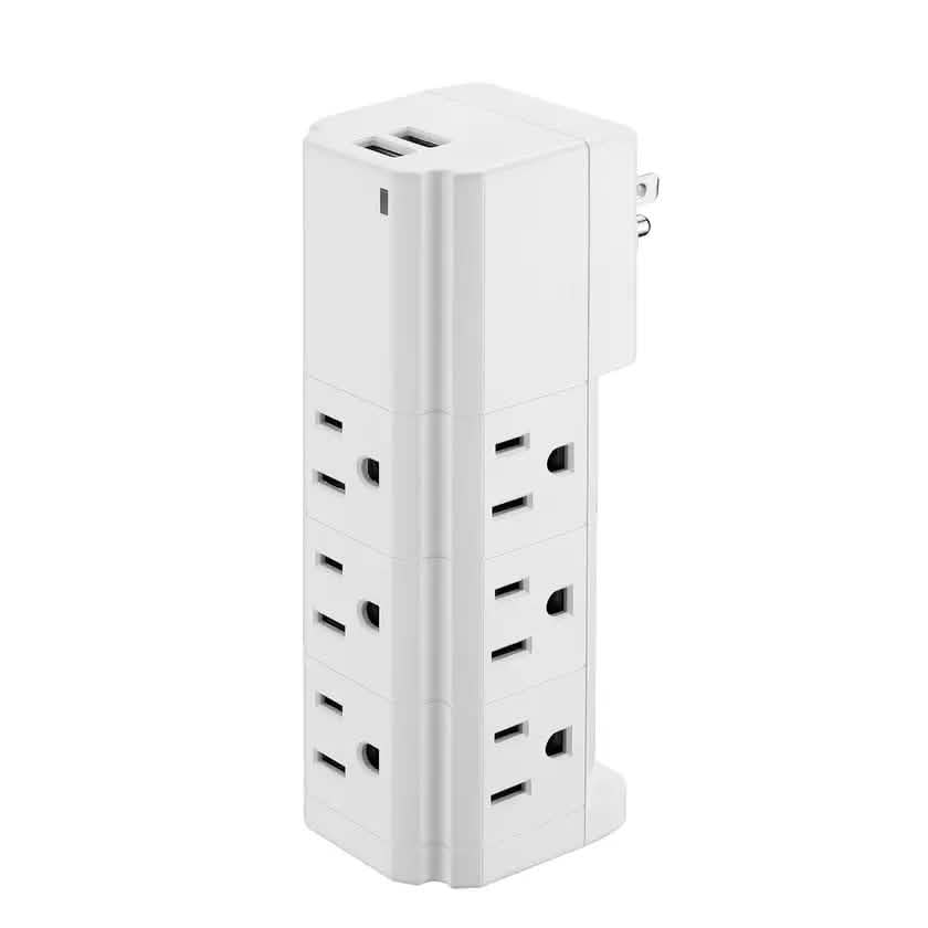 LAX Multi-Charging Tower Surge Protector 9 Outlet and 2 USB Ports DailySale