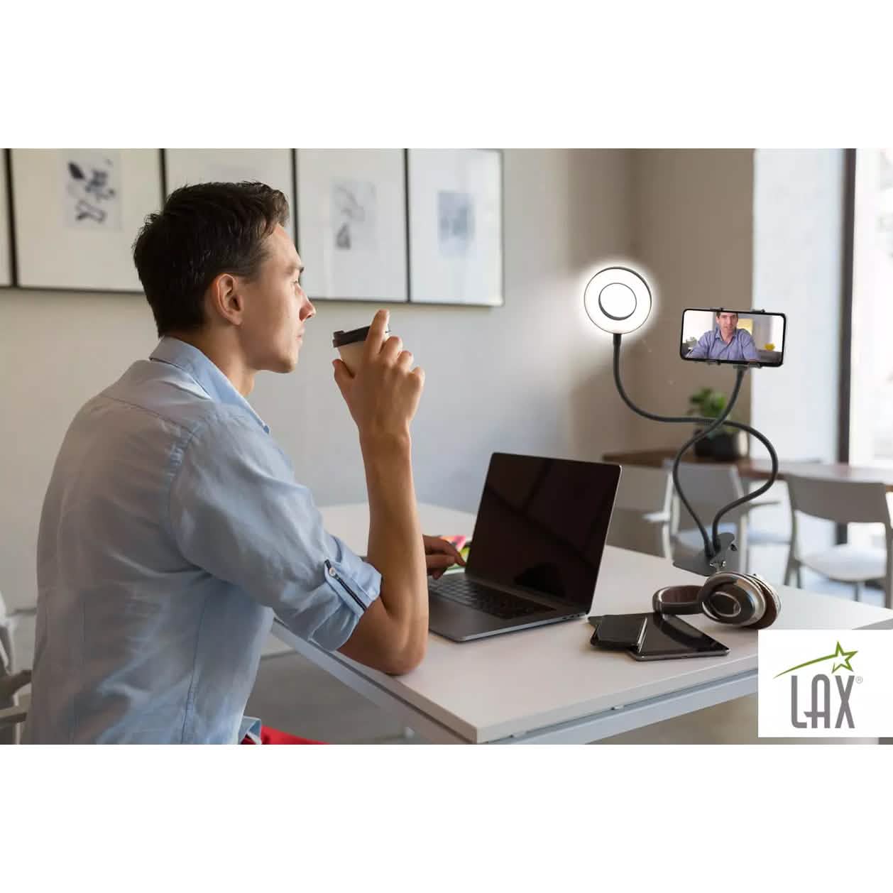 LAX Selfie Ring LED Light Stand with Desk Clip DailySale
