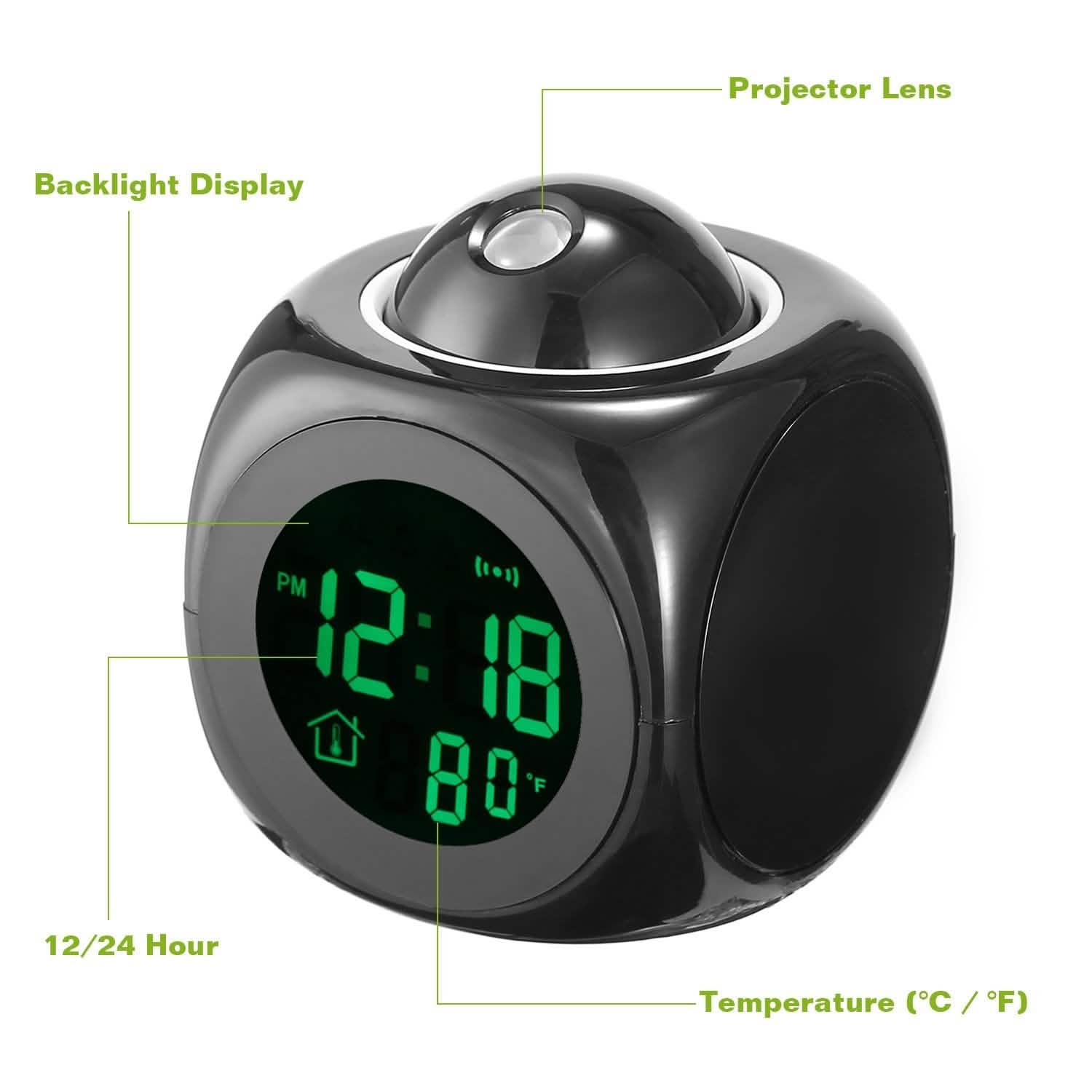 LCD Projection Alarm Clock with Voice Broadcast Function DailySale