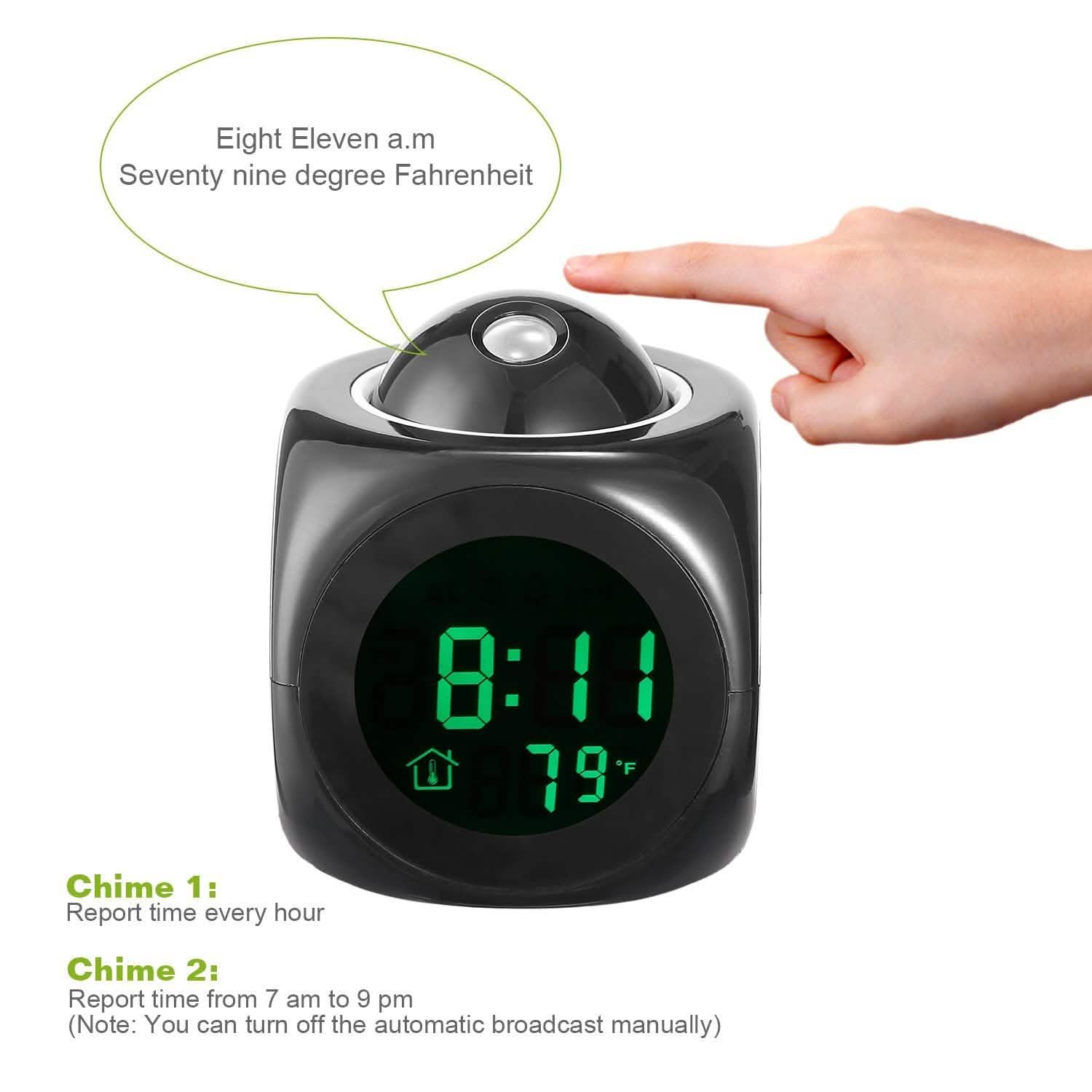 LCD Projection Alarm Clock with Voice Broadcast Function DailySale
