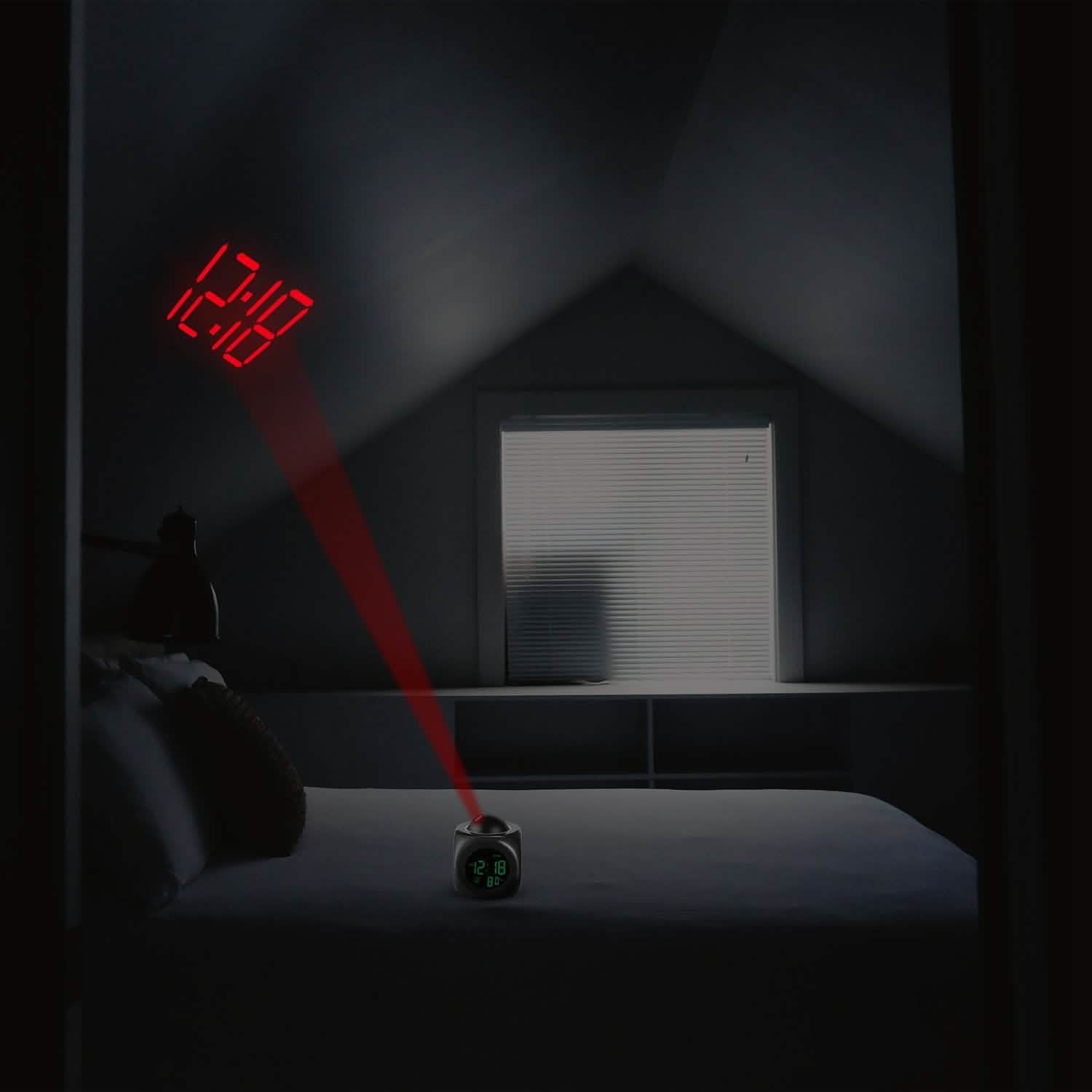 LCD Projection Alarm Clock with Voice Broadcast Function DailySale