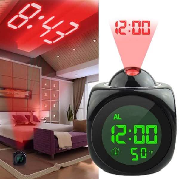 LCD Projection Alarm Clock with Voice Broadcast Function DailySale