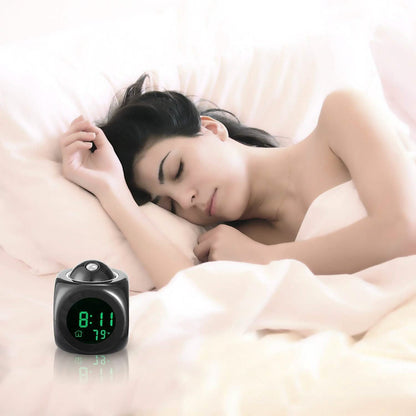 LCD Projection Alarm Clock with Voice Broadcast Function DailySale