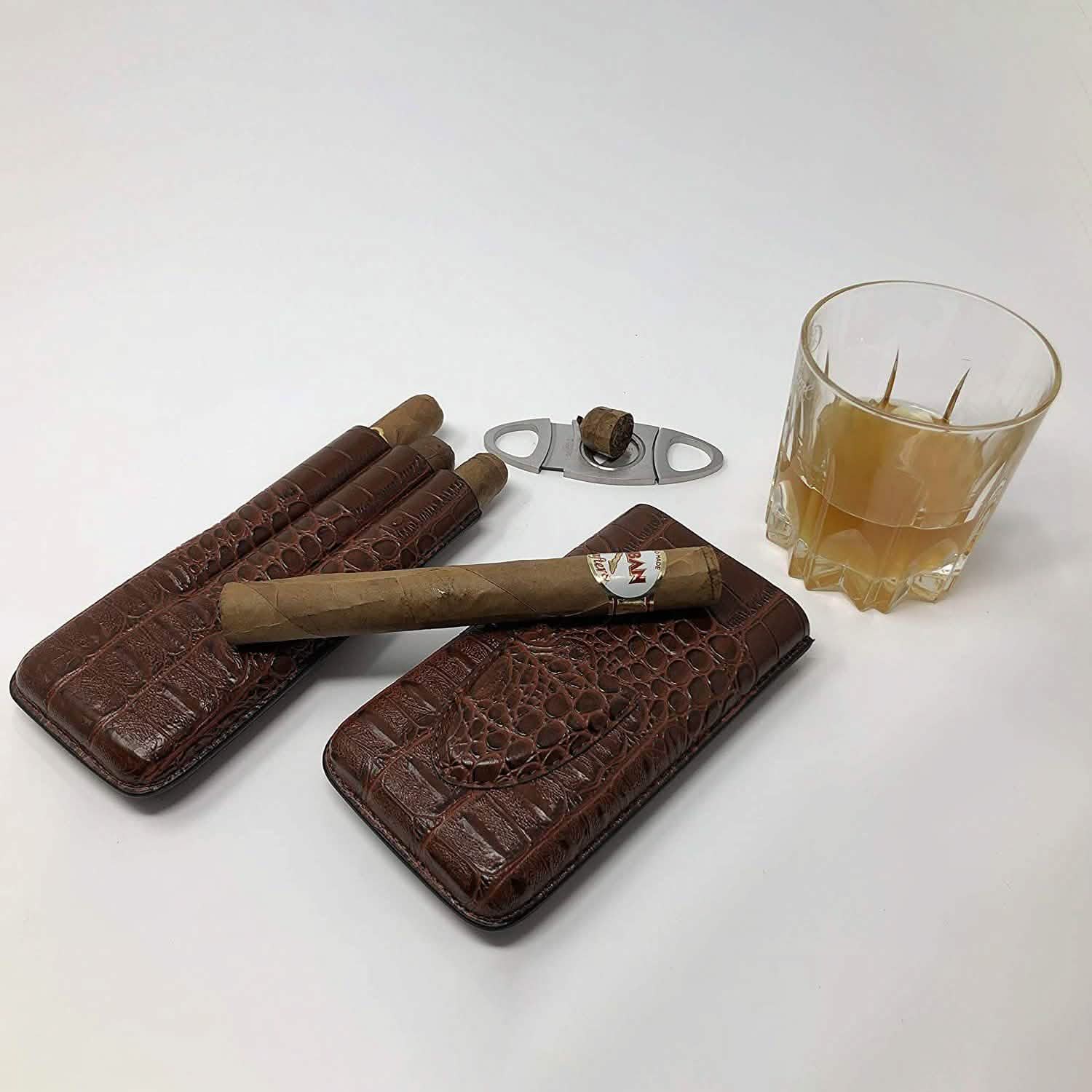Leather Cigar Case by Mulling Room with Stainless Steel Cutter DailySale