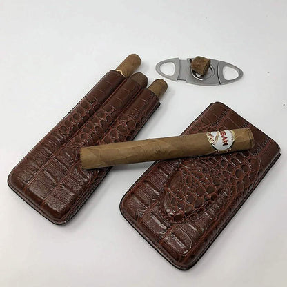 Leather Cigar Case by Mulling Room with Stainless Steel Cutter DailySale