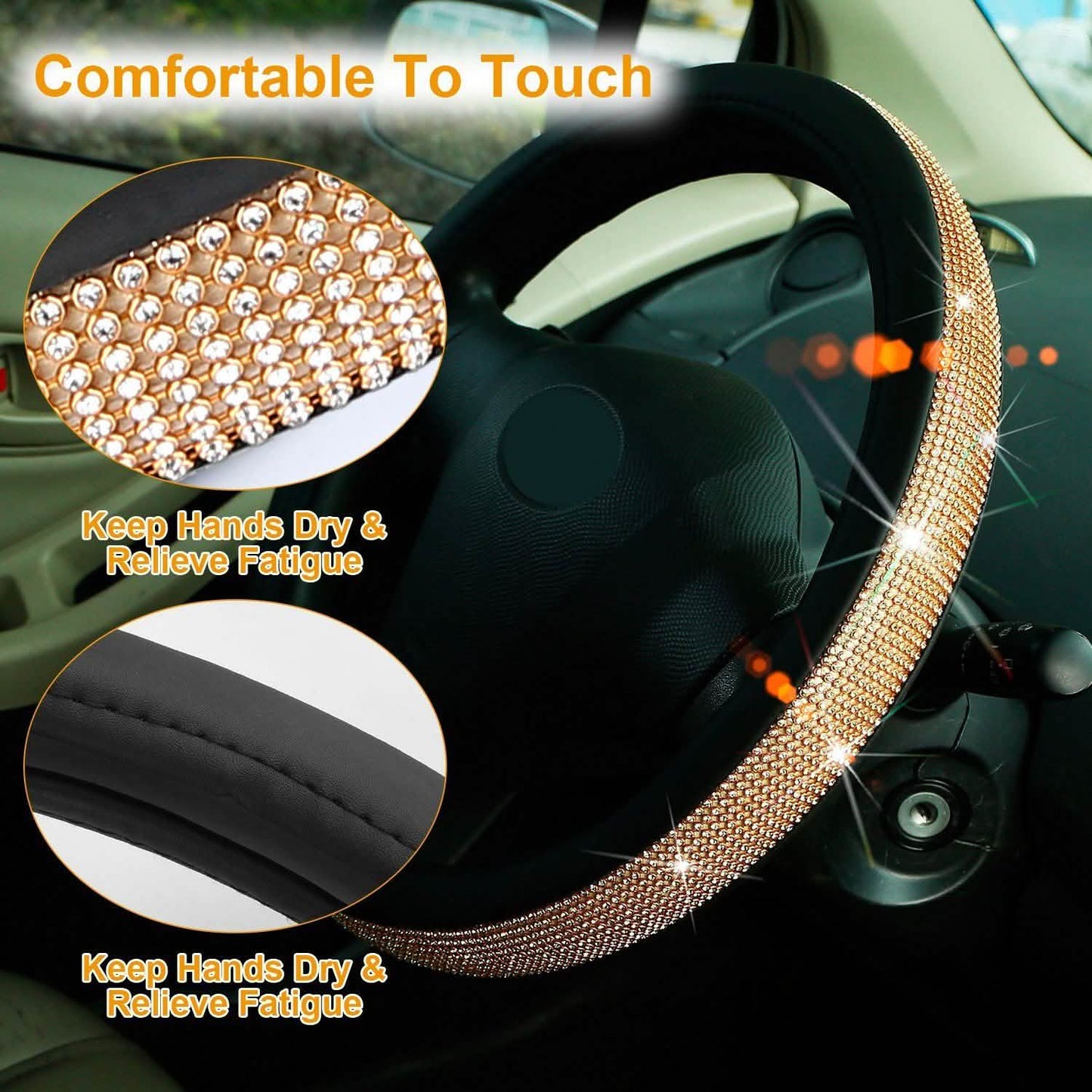 Leather Diamond Rhinestone Car SUV Steer Protector DailySale