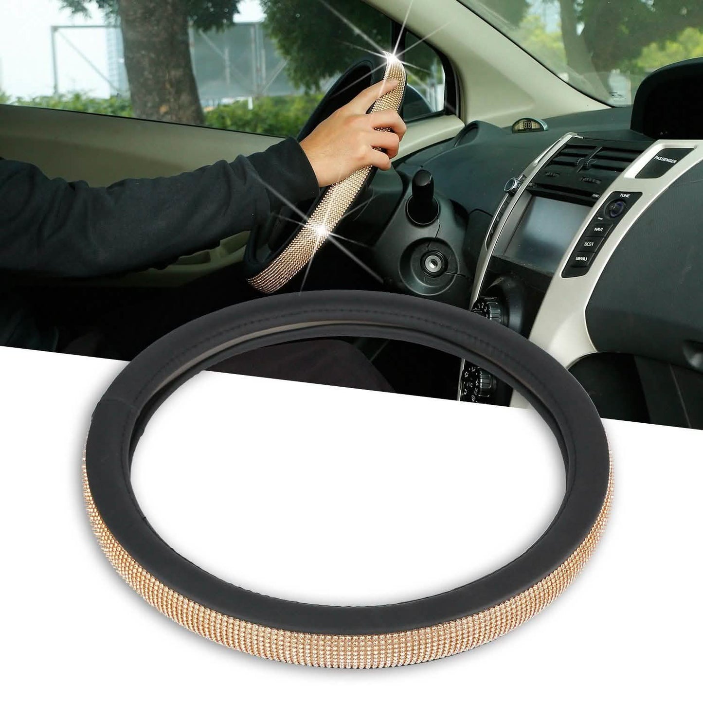 Leather Diamond Rhinestone Car SUV Steer Protector DailySale