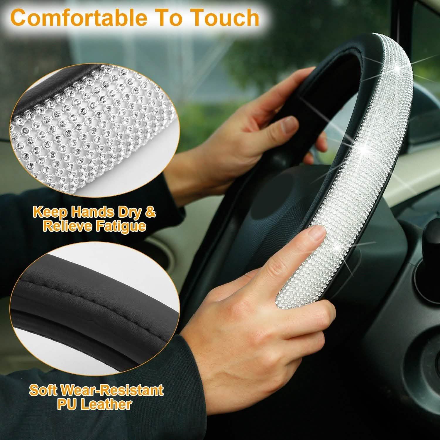 Leather Diamond Rhinestone Car SUV Steer Protector DailySale