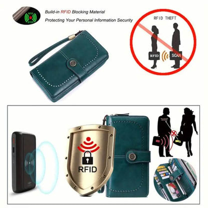 Leather Large Capacity Wallet Purse with RFID Blocking DailySale