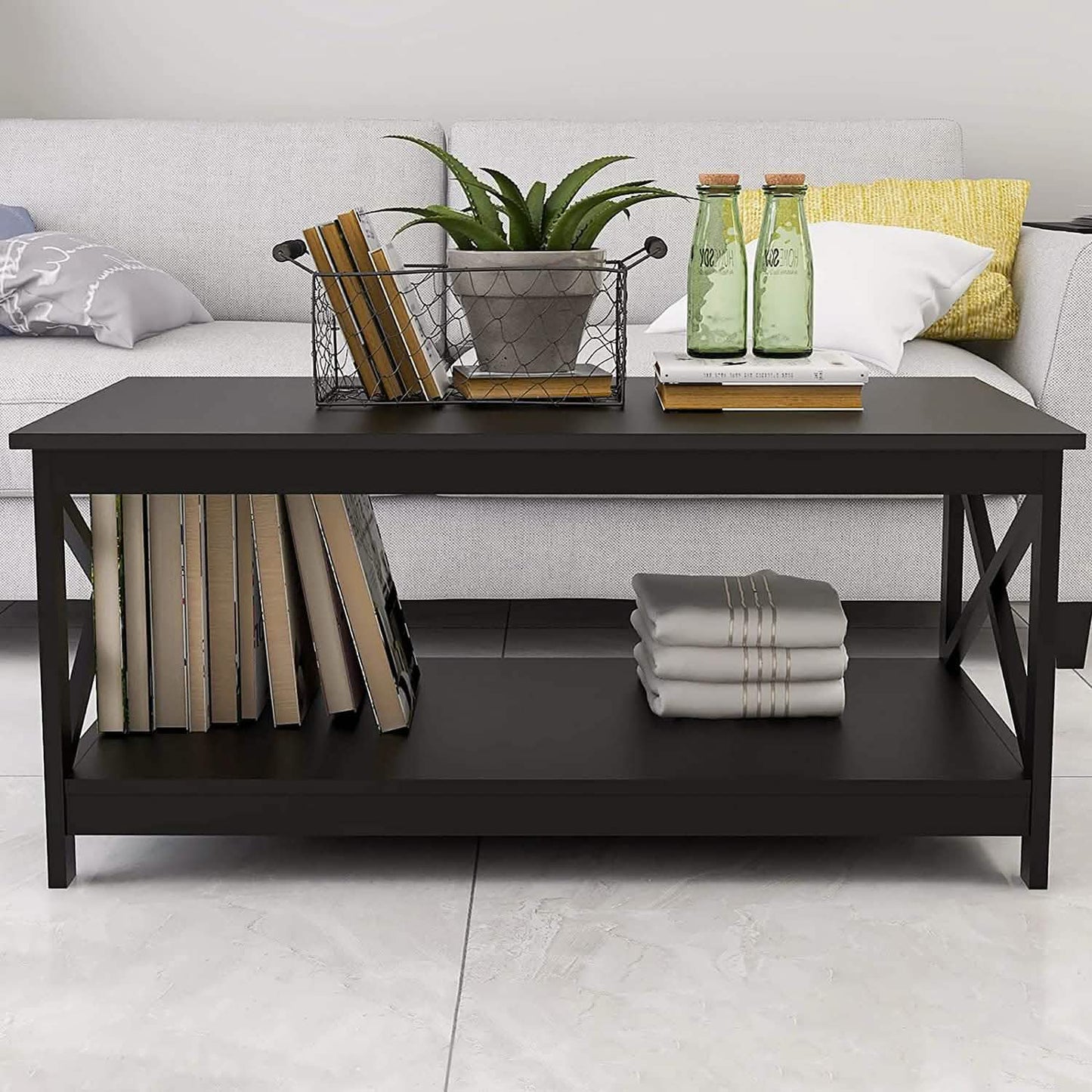 Lecut 39.56” L Concise Style Coffee Table Oxford Console Table DailySale