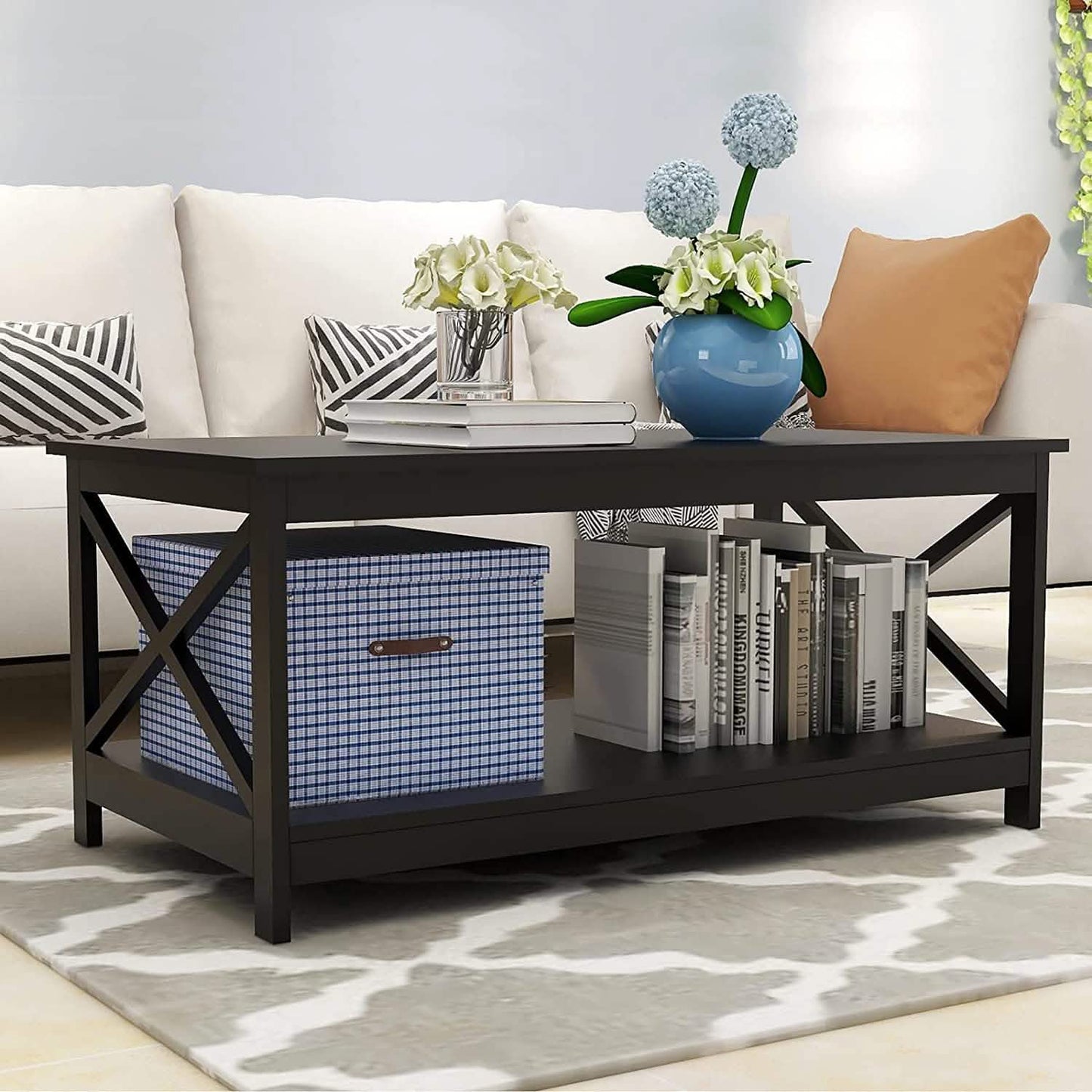 Lecut 39.56” L Concise Style Coffee Table Oxford Console Table DailySale