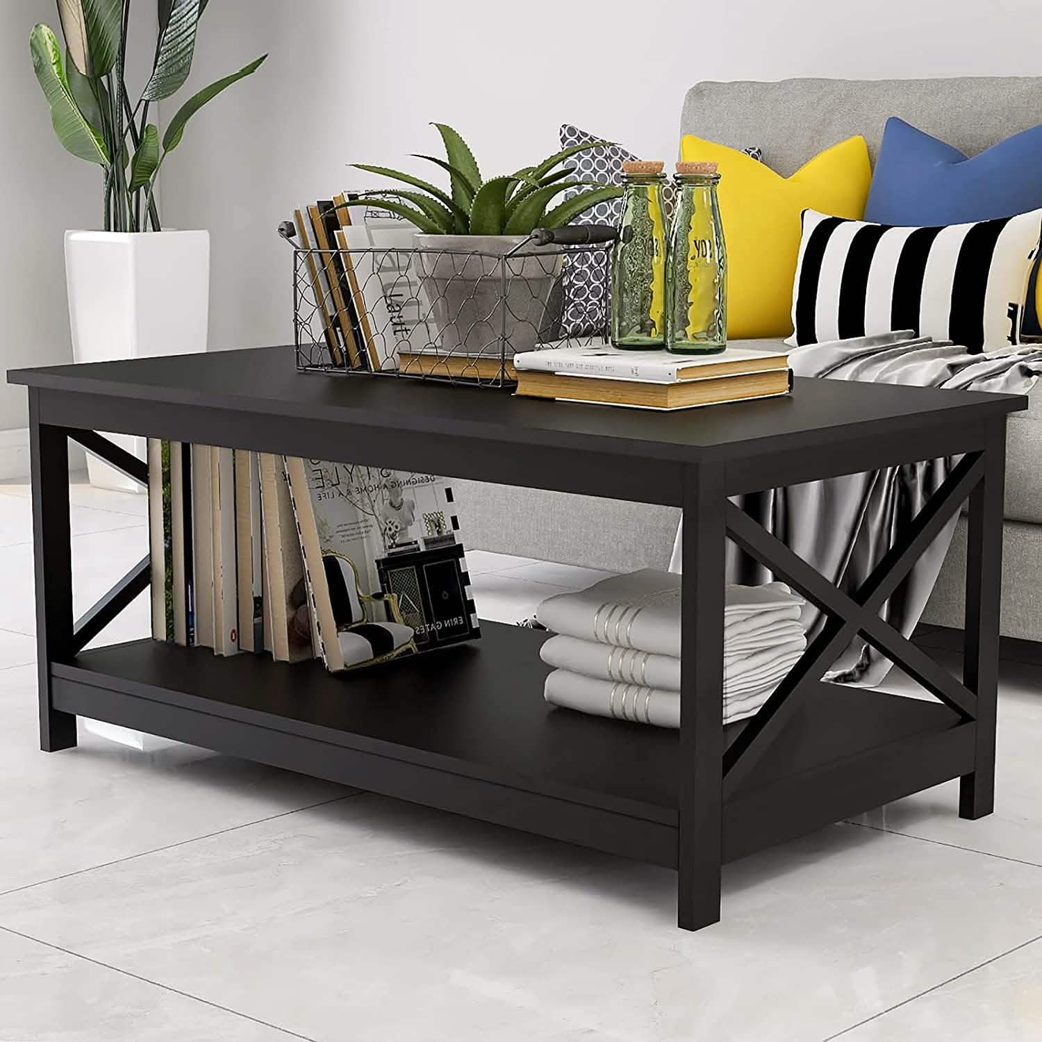 Lecut 39.56” L Concise Style Coffee Table Oxford Console Table DailySale
