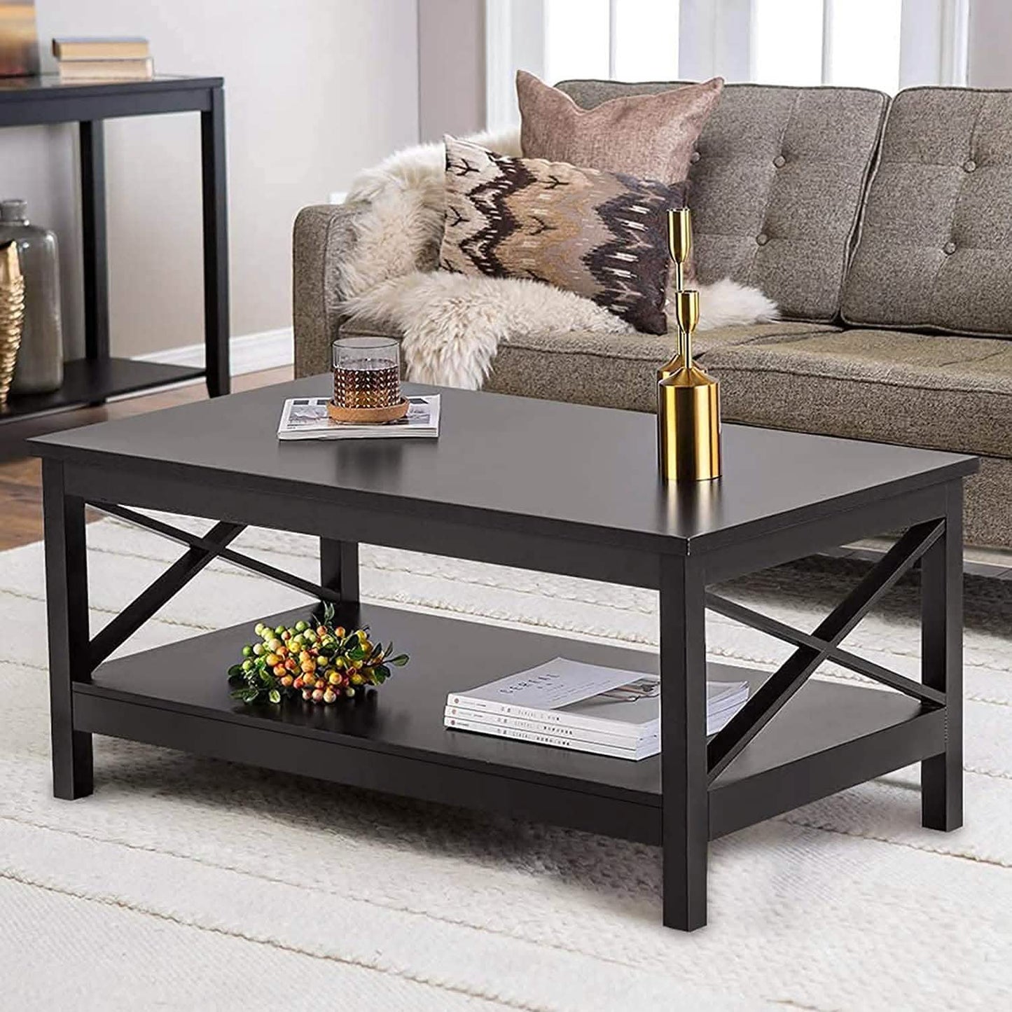 Lecut 39.56” L Concise Style Coffee Table Oxford Console Table DailySale