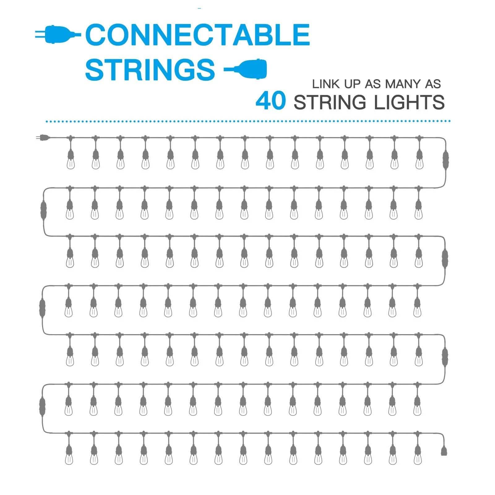 LED 15x S14 Bulbs Globe String Lights Commercial Grade Patio Outdoor Garden DailySale